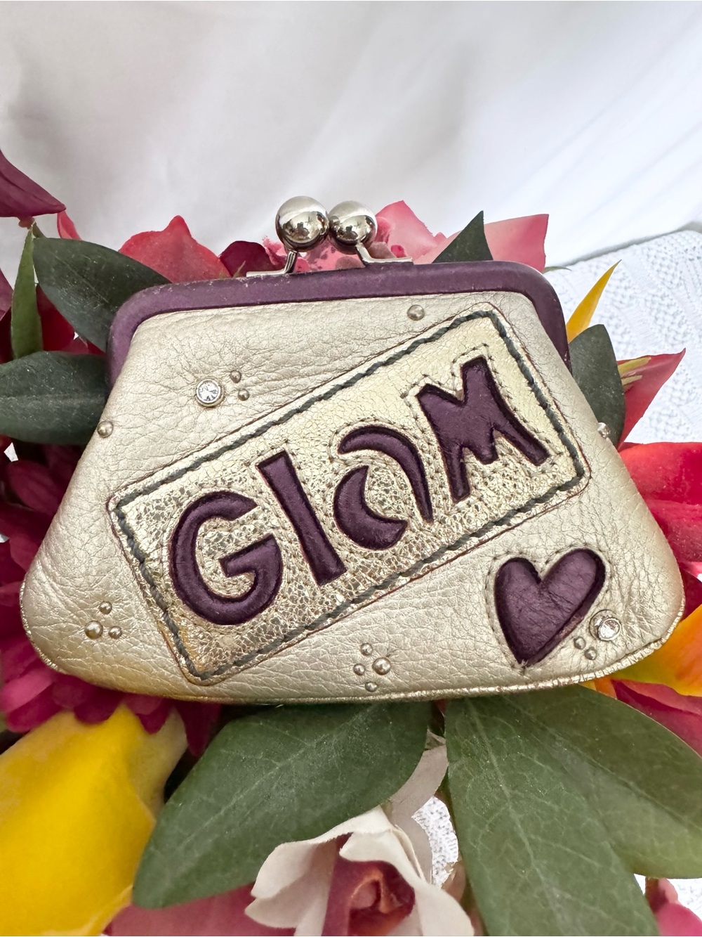Brighton Rare vintage GLAM collection leather kiss lock coin purse